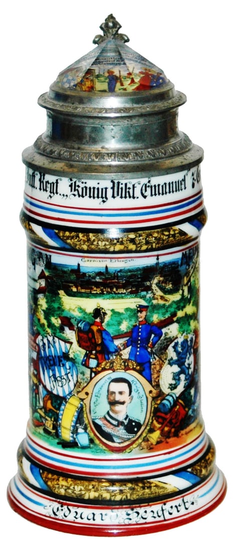Regimental Inft Prism Lid Stein w Rear Roster (1 of 5)