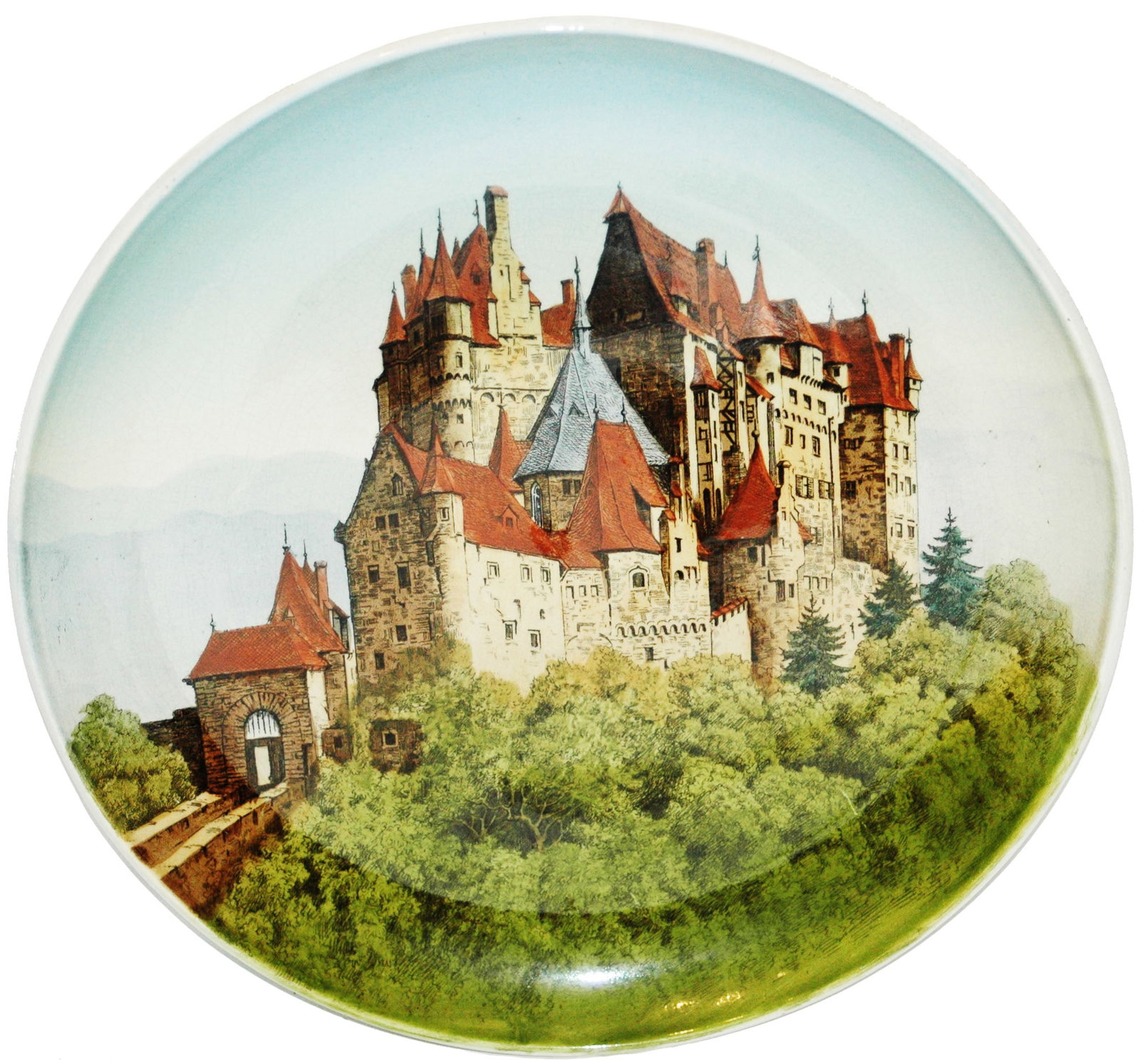 Mettlach Burg Eltz Plaque: Mettlach #1044/95 PUG 12” Plaque. Burg Eltz. Mint.
