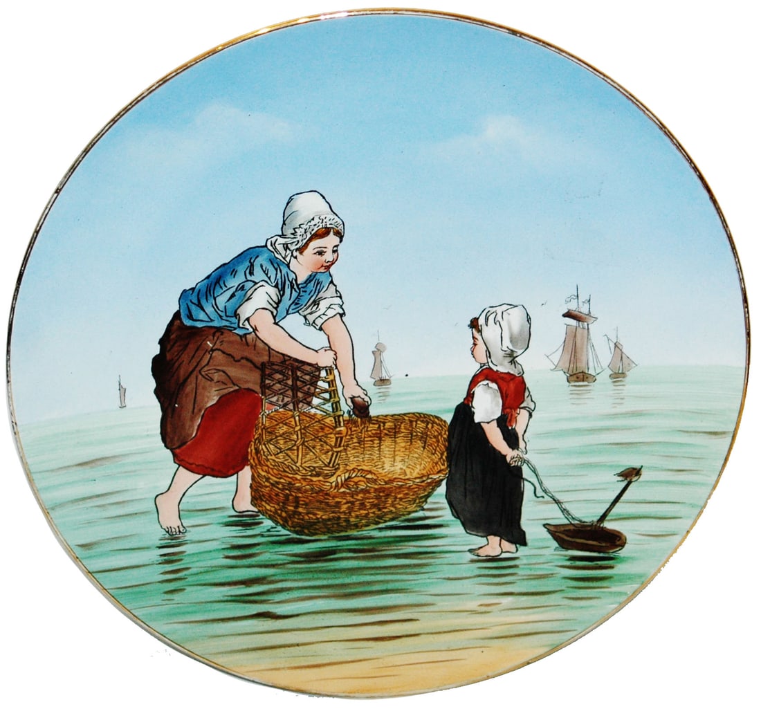 Mettlach Dutch Children in Harbor Plaque (1 of 1)