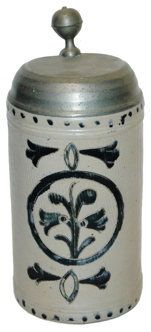 1-1/4L Westerwald Scratched Floral Stein c.1780 (1 of 3)