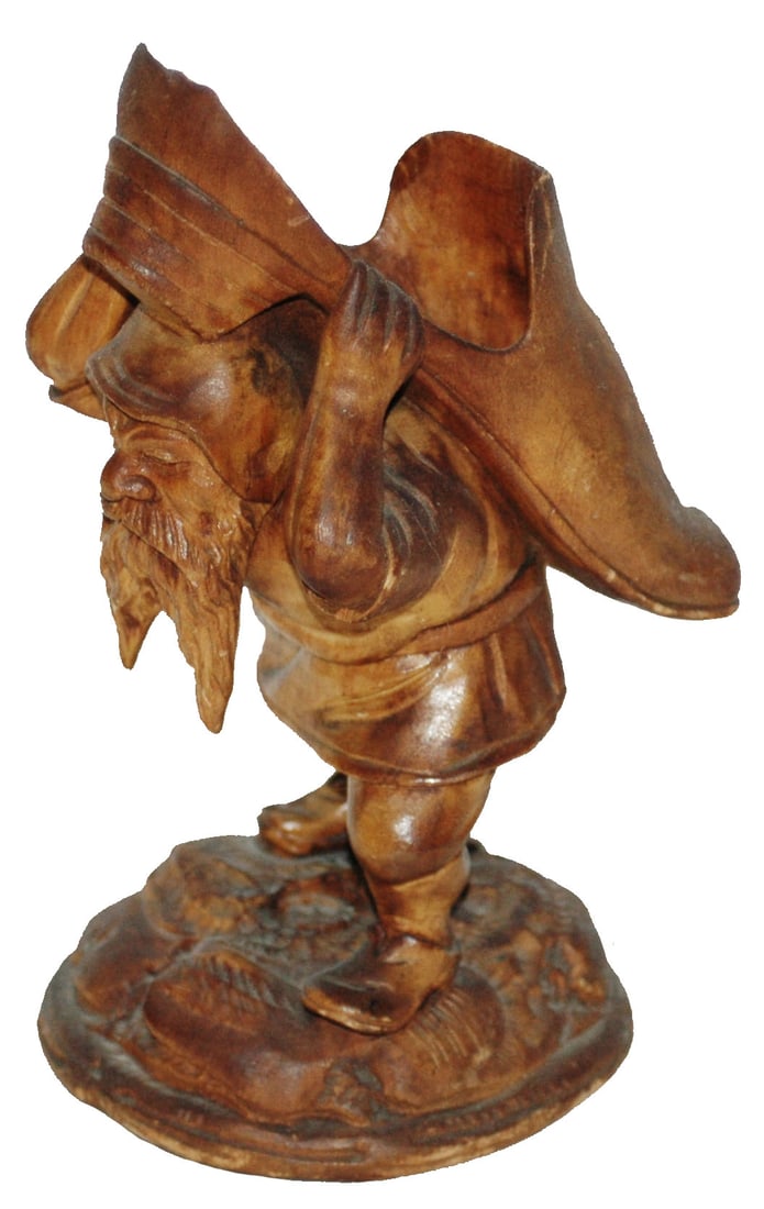 Black Forest Carved Dwarf w Large Shoe Figurine (1 of 3)