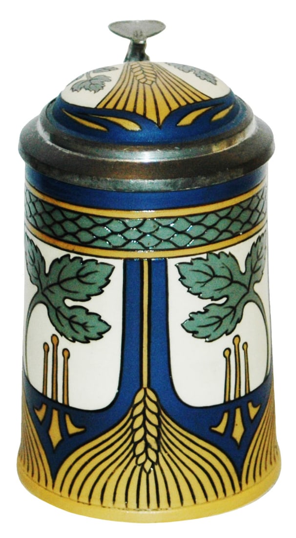 Mettlach 1/4L Art Nouveau Stein w Inlay (1 of 4)