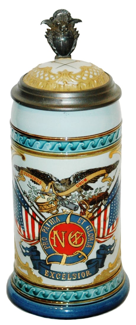 Mettlach NY 7th Natl Guard Armory Stein w Inlay (1 of 5)