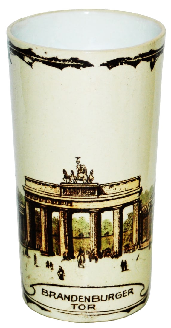 Mettlach Brandenburger Tor Berlin Beaker: Mettlach #2327/427 PUG 1/4L Beaker. Brandenburger Tor Berlin. Mint.
