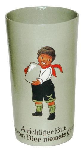 Mettlach Bavaria Boy with Stein Beaker: Mettlach Bavaria #3081/534 POG 1/4L. Boy holds stein. Mint.