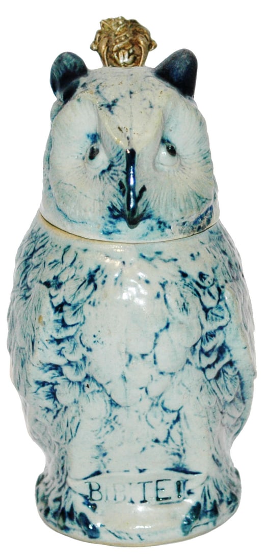 Rare 3/10L Whites Utica Stoneware Owl Stein (1 of 3)