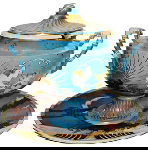 Rare Mettlach Cherubs & Butterfly Punch Bowl: Mettlach #2694 Etched 8L Punchbowl & Underplate. Cherubs and butterflies. Schlitt. Rare.