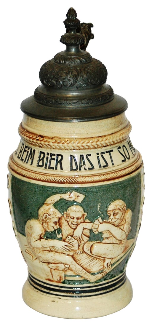 Monkeys Playing Cards King & Queen of Hearts Stein (1 of 4)