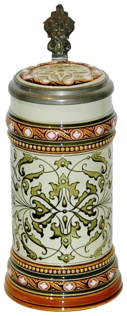 Mettlach Cameo 3 Panels of Couples Stein w Inlay (1 of 5)