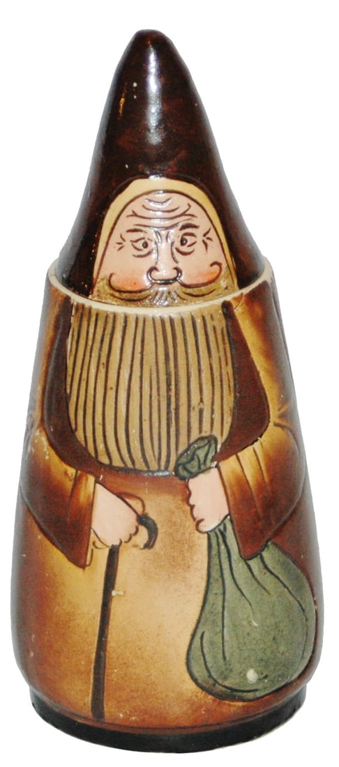 Character Stein of St Nick's Servant Rupert: Character stein 1/8L Hanke #1393. Servant Rupert who accompanies St Nick that gave cool to bad kids. Mint.