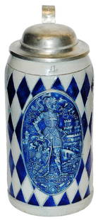 1L Knight in Armor Stoneware Relief Stein: Stoneware Relief 1L. Knight in armor.