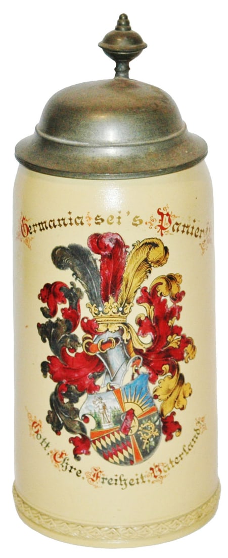 Mettlach Dueling Fraternal Student Shield NY 1909 (1 of 4)