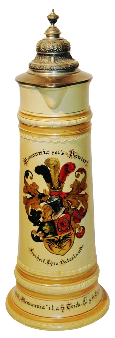 Mettlach 3L RARE 1882 Dueling Frat Student Stein (1 of 4)