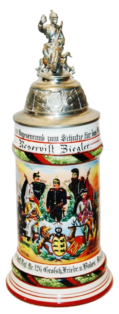 Regimental Inft Nr 126 Porcelain Stein (1 of 4)