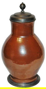 2L Bunzlau Bulbous Stoneware Stein circa 1780: Stoneware Stein 2L Bunzlau Factory. Bulbous body. Circa 1780.