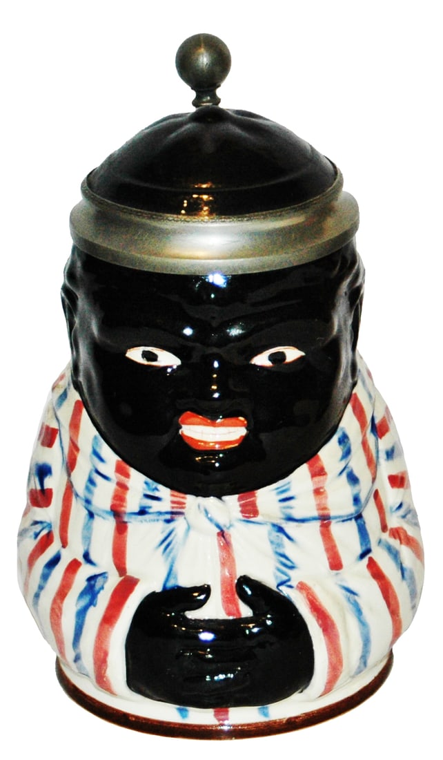 Majolica Gabruder Black Monk Character Stein (1 of 4)