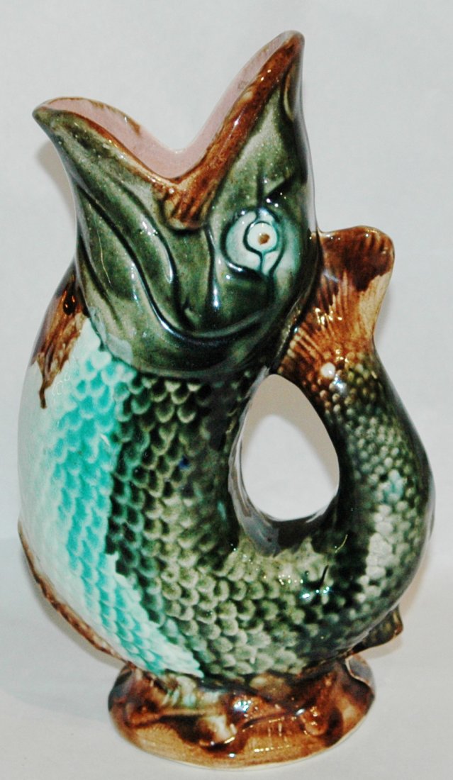 Majolica Thomas Forester 9 1/2” fish Pitcher. (1 of 2)