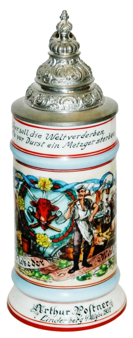 Occupational Butcher Porcelain Stein w Litho (1 of 4)