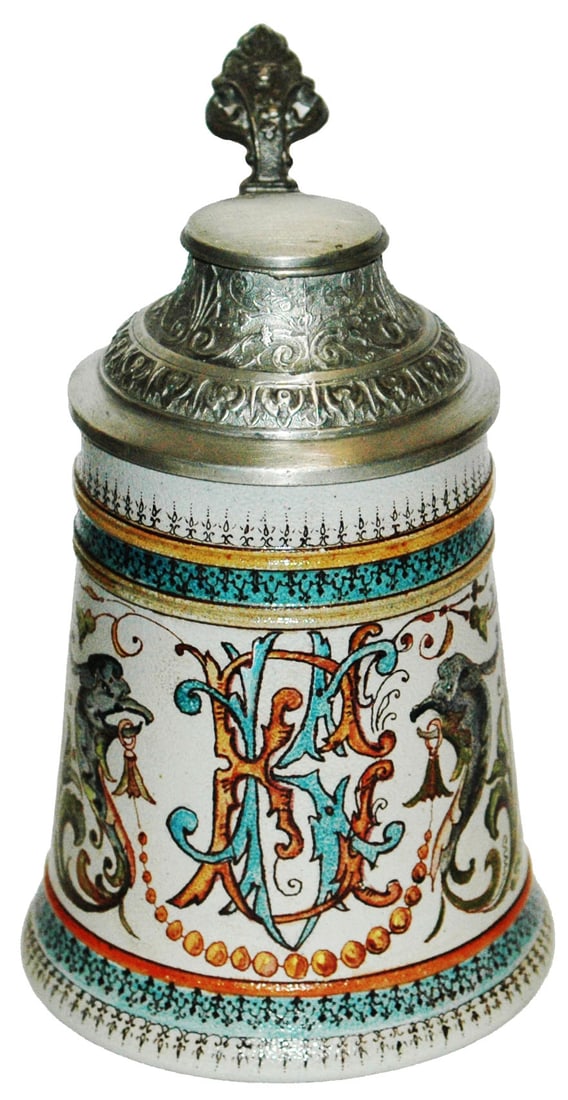 Saeltzer Hand Painted Dolphins & Floral Stein (1 of 4)