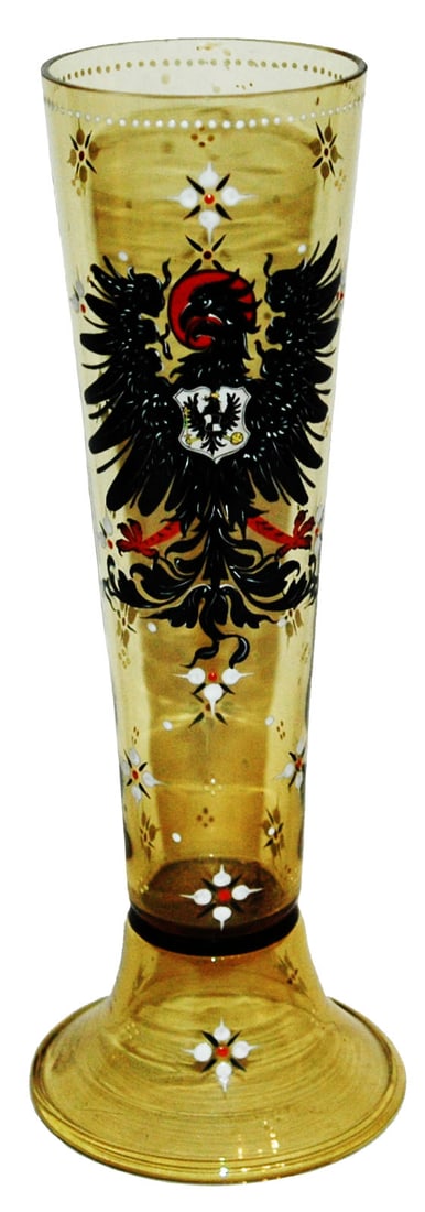 Enamel Imperial Eagle & Floral Glass Pilsner (1 of 2)