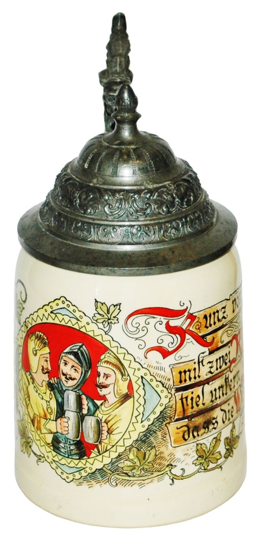Mettlach Three Drinking Knights w Verse Stein (1 of 3)