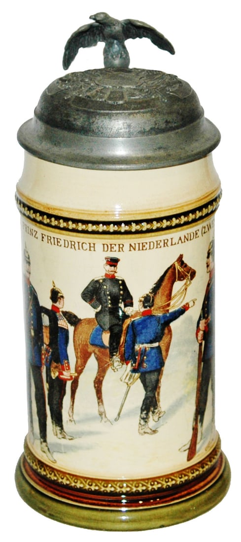 Mettlach Inf Regimental Nr 15 Stein w Military Lid (1 of 4)