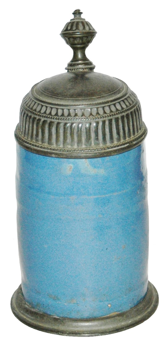 3/10L Austrian Faience c.1800 Blue Glaze Stein (1 of 2)