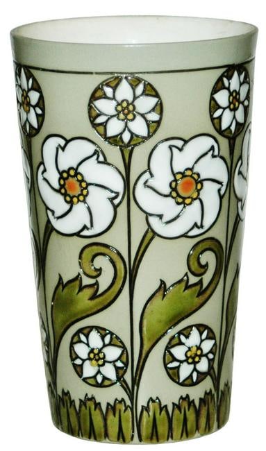 Mettlach Mosaic Floral Design Beaker: Mettlach #2234 Mosaic 1/4L Beaker. Floral design. Mint.