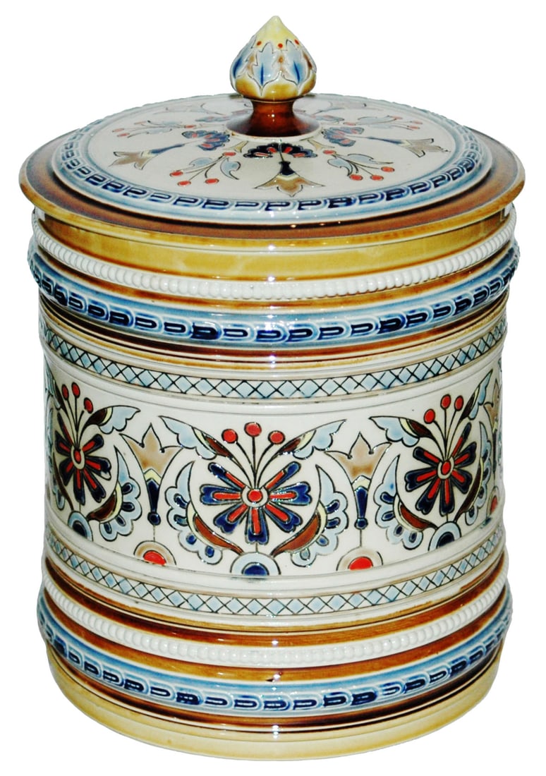 Mettlach Etched Cookie Jar (1 of 3)