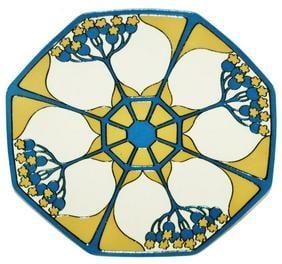 FOUR Mettlach 7" Art Nouveau Plates: Four Mettlach #3096 Etched 7” Plates. Art Nouveau dinnerware set. All mint.