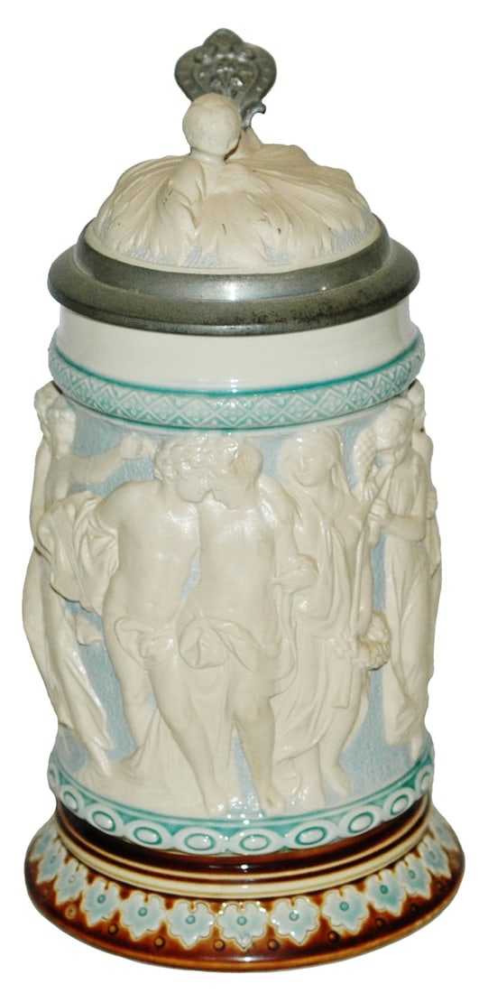 Mettlach Capo-di-Monte type Figures Stein (1 of 5)
