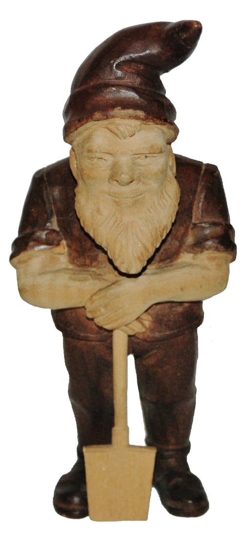 Black Forest Carved Wood Dwarf w Shovel Figure (1 of 3)