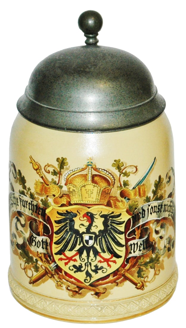 Mettlach Van Hauten Eagle Shield & Verse Stein (1 of 4)