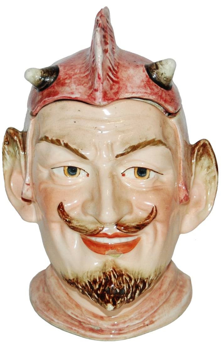Majolica Devil Satan Tobacco Jar (1 of 4)