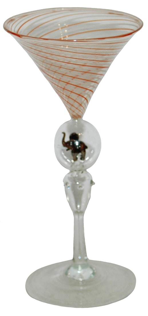 Delicate Bimini Goblet w Elephant in Bubble Stem (1 of 2)