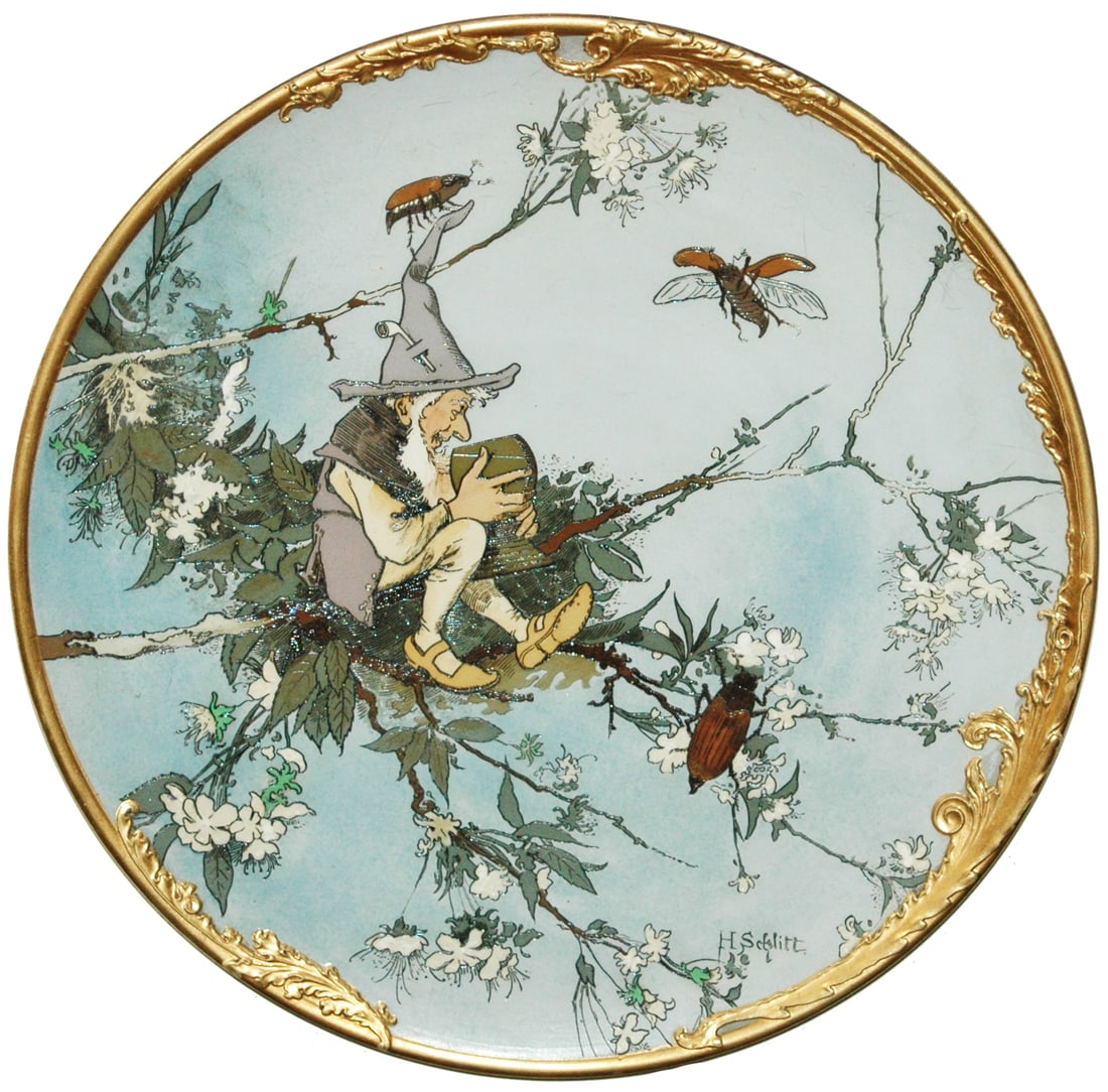 Mettlach Dwarf in the Nest Schlitt 16" Plaque (1 of 1)