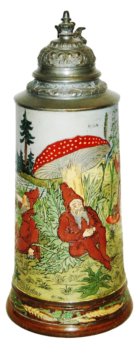 1L Dwarfs Playing Cards and Sleeping Etched Stein (1 of 4)