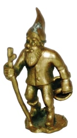 Brass 2" Dwarf w Cane & Basker Figure