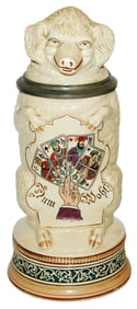 Standing Pig w Playing Cards Character Stein