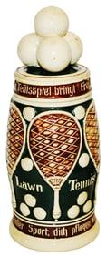 Tennis Racket & Balls Character Stein 3D Lid