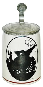 Iron Cross Cannon Artillary Scene Stoneware Stein