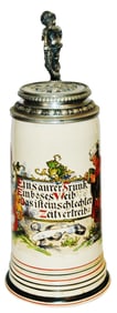 1L Saeltzer Decorated Stein w Man & Verse