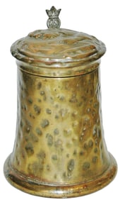 Hammered Brass Stein w Glass Bottom Monk Lid