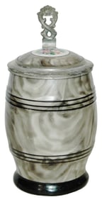 Grey Porcelain Barrel Character Stein Matched Lid