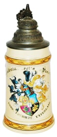 Dueling Fraternal Student Shield Stein w Litho