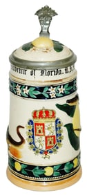 Florida Souvenir Stein w Alligators and Oranges