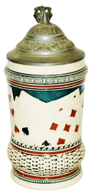 Suites of Playing Cards Relief Pottery Stein
