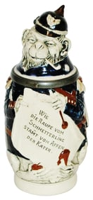 Monkey w Military Uniform & Helmet Character Stein