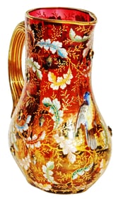 Moser Relief Enamel Pitcher w Applied Acorns +