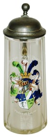 Enamel Duelng Fraternal Student Shield Glass Stein